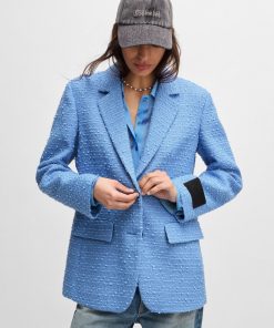 Hugo Boss Tailored Jackets-Relaxed-fit jacket in textured bouclé-hugo boss near me