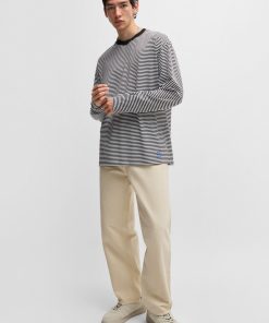 Hugo Boss Pants-Baggy-fit trousers in cotton canvas-boss store near me 2