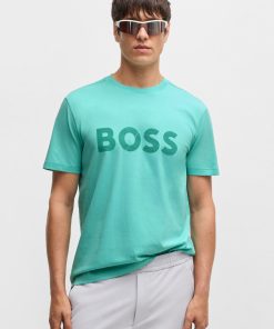 Hugo Boss T-Shirts-Cotton-jersey T-shirt with large logo-hugo boss store