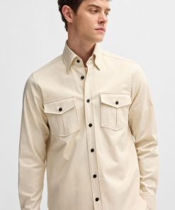 Hugo Boss Shirts-BOSS x ASTON MARTIN relaxed-fit overshirt in stretch cotton-boss store near me 2