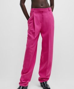 Hugo Boss Pants-Wide-leg regular-fit trousers with front pleats-boss store