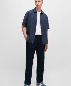 Hugo Boss Pants-Tapered-fit trousers in a linen blend-hugo boss outlet 2