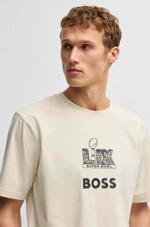 Hugo Boss T-Shirts-BOSS x NFL stretch-cotton T-shirt with gold-tone artwork-hugo boss near me - Image 2