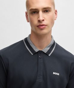 Hugo Boss Polo Shirts-Stretch-cotton polo shirt with logo detail-hugo boss outlet 2