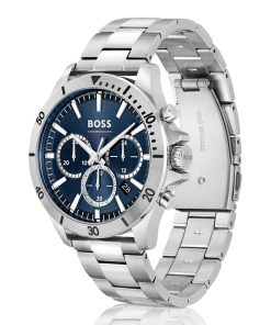 Hugo Boss Watches-Blue-dial chronograph watch with link bracelet-hugo 2