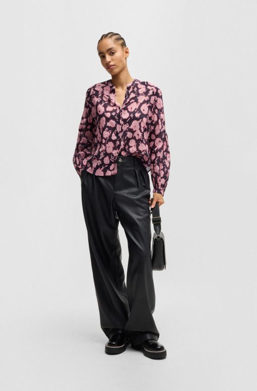 Hugo Boss Blouses-Regular-fit blouse in printed cotton voile-boss store - Image 2