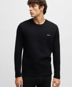 Hugo Boss Underwear-Waffle-structured pajama T-shirt in cotton-hugo boss store near me