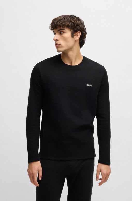 Hugo Boss Underwear-Waffle-structured pajama T-shirt in cotton-hugo boss store near me