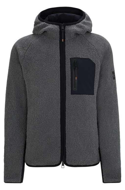 Hugo Boss-Equestrian hooded hybrid jacket with cozy teddy-hugo boss store near me