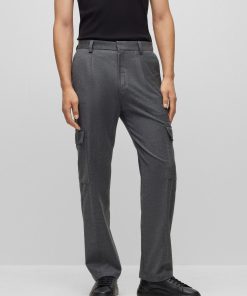 Hugo Boss-Suit pants in melange stretch-wool flannel-hugo boss store near me