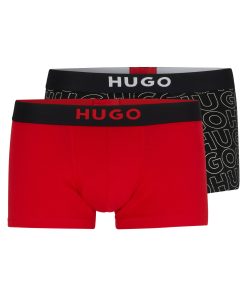 Hugo Boss Underwear-Two-pack of stretch-cotton trunks with logo waistbands-hugo boss near me