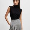 Hugo Boss Blouses-NAOMI x BOSS longline cotton blouse with crinkle-free effect-hugo boss store near me 4