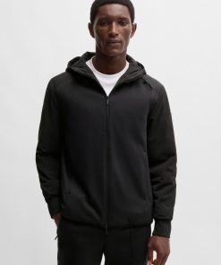 Hugo Boss Tracksuits-Hooded regular-fit jacket in mixed materials-hugo boss near me