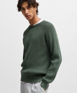 Hugo Boss Sweaters and Cardigans-Cotton sweater with two-tone ribbing-boss near me