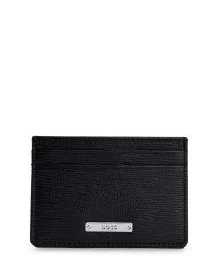 Hugo Boss Wallets and Key Rings-Embossed-leather card holder with logo plaque-boss store