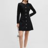 Hugo Boss Dresses-Cap-sleeve dress in melange stretch sharkskin-boss near me 3