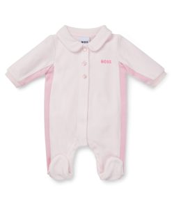 Hugo Boss-Baby velvet all-in-one with embroidered logo-boss store near me