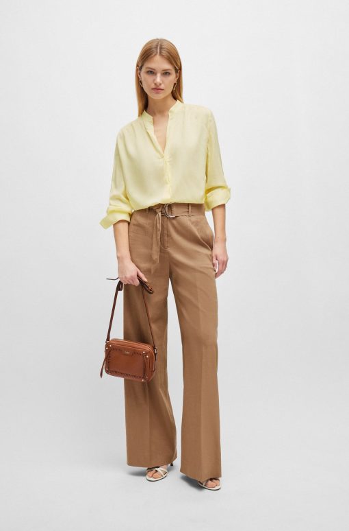 Hugo Boss Blouses-Notch-neckline blouse in lightweight voile-hugo boss store - Image 2