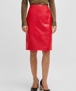 Hugo Boss Skirts-Pencil skirt in lustrous leather-hugo boss outlet