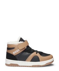 Hugo Boss-Kids’ high-top trainers with leather and canvas-hugo boss near me