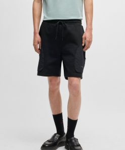 Hugo Boss-Cotton-terry relaxed-fit shorts with logo print-boss hugo