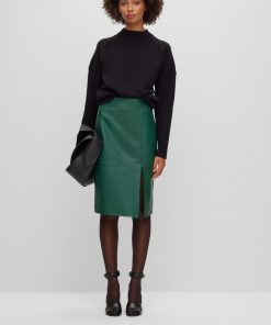 Hugo Boss Skirts-Slim-fit pencil skirt in grained leather-hugo boss store 2