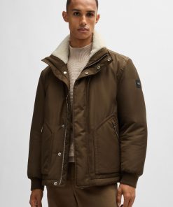 Hugo Boss Jackets and Coats-Water-repellent jacket with faux-fur collar-hugo boss store