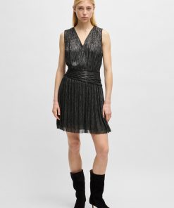 Hugo Boss Dresses-Plissé pleat wrap-front dress with ruffle hem-hugo by hugo boss 2