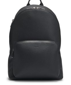 Hugo Boss Bags-Backpack in grained Italian leather with smart sleeve-hugo boss near me