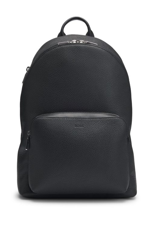 Hugo Boss Bags-Backpack in grained Italian leather with smart sleeve-hugo boss near me