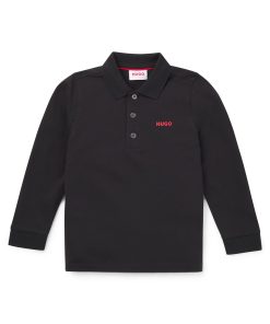 Hugo Boss-Kids’ long-sleeved polo shirt with logo print-hugo boss store