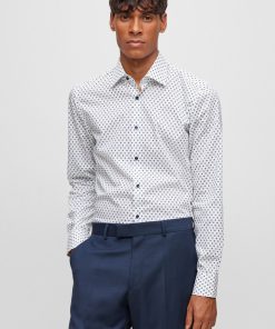 Hugo Boss Shirts-Slim-fit shirt in printed Oxford cotton-hugo boss near me