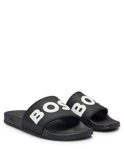 Hugo Boss Sandals-Italian-made slides with raised logo-boss hugo