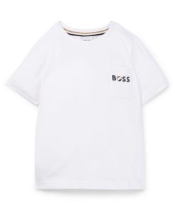 Hugo Boss-Kids’ slim-fit T-shirt in cotton with logo print-boss hugo