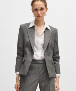 Hugo Boss Tailored Jackets-Slim-fit jacket in striped wool-hugoboss