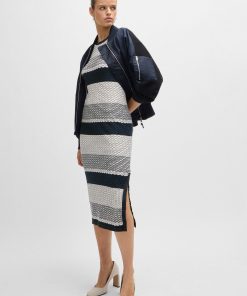 Hugo Boss Dresses-Structured-stripe dress in stretch-cotton jersey-hugo boss outlet 2