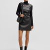 Hugo Boss Dresses-Belted shirt dress in crepe Georgette with stand collar-boss near me 3