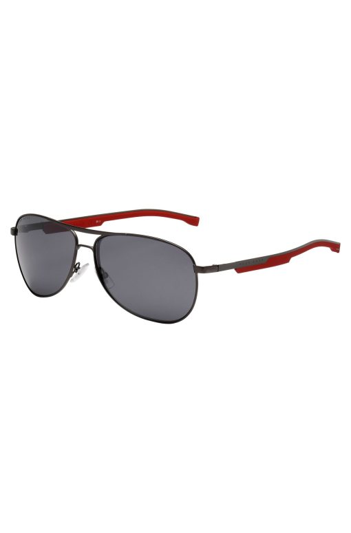 Hugo Boss Eyewear-Sporty metal sunglasses with mixed-material temples-hugo