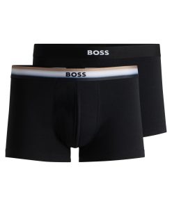 Hugo Boss Underwear-Two-pack of stretch-cotton trunks with logo waistbands-hugo boss store near me