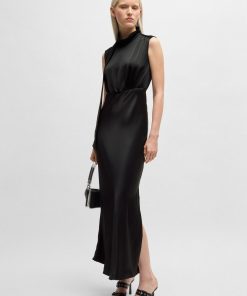 Hugo Boss Dresses-Tie-neck maxi dress in satin-hugo boss store