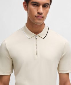 Hugo Boss Polo Shirts-Zip-neck polo shirt in interlock cotton-hugo boss outlet 2