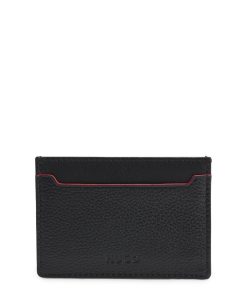 Hugo Boss Wallets and Key Rings-Grained-leather card holder with embossed logo-boss near me