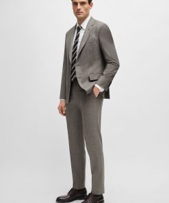 Hugo Boss Suits-Slim-fit suit in micro-patterned stretch wool-hugo boss near me