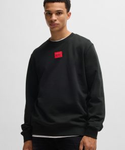 Hugo Boss-Cotton-terry regular-fit sweatshirt with logo label-boss store