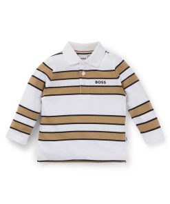 Hugo Boss-Kids’ long-sleeved polo shirt with stripes and logo-hugo boss near me