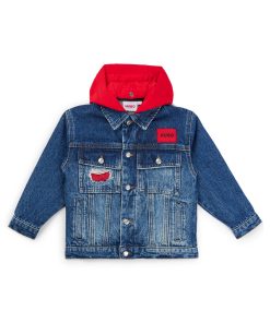 Hugo Boss-Kids’ denim jacket with detachable fleece hood-hugo boss store