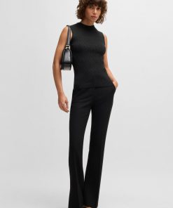 Hugo Boss-Sleeveless ribbed top with sparkle effect-boss store near me 2