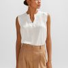 Hugo Boss Blouses-Relaxed-fit tailored blouse in stretch silk-boss hugo 4