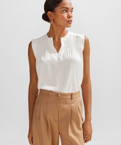 Hugo Boss Blouses-Relaxed-fit tailored blouse in stretch silk-hugo