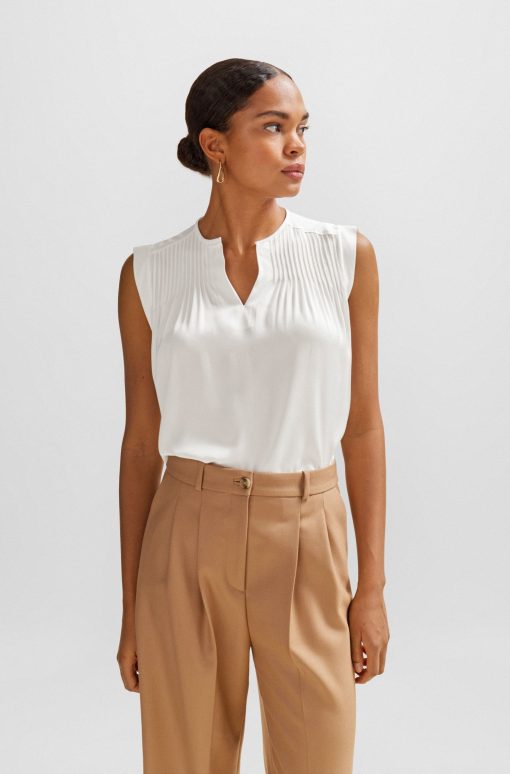 Hugo Boss Blouses-Relaxed-fit tailored blouse in stretch silk-hugo